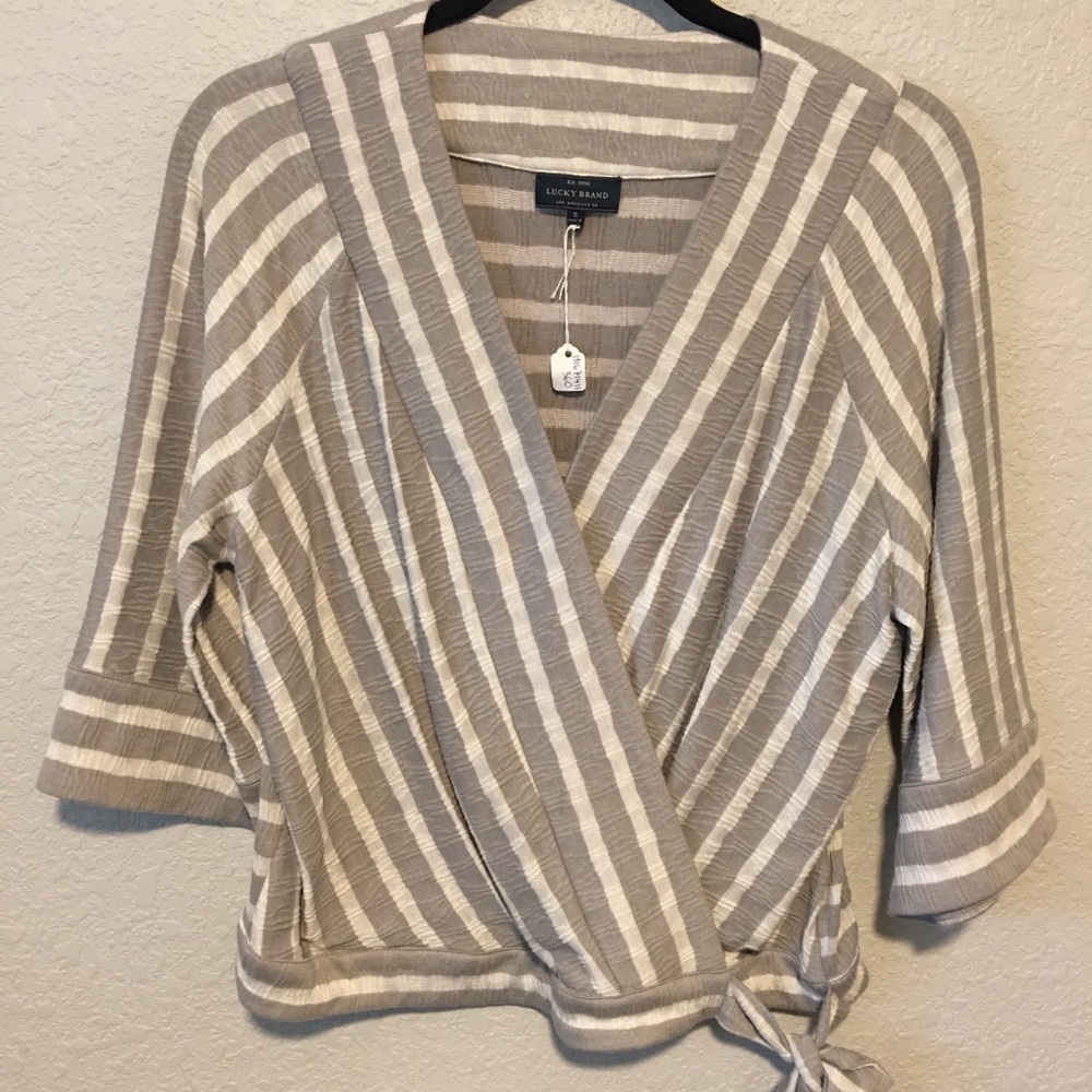 Lucky Brand Striped Wrap Top